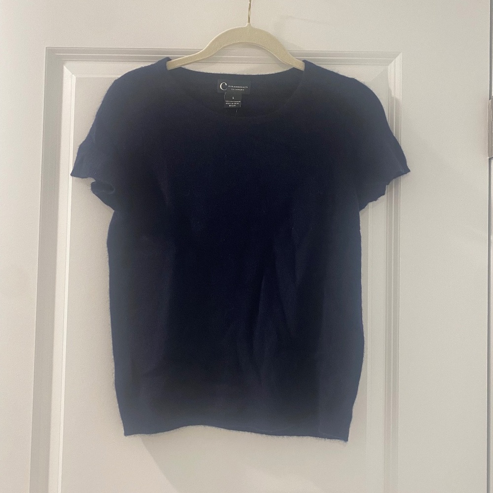 Navy Short-sleeve Cashmere Sweater - C by Bloomingdale's